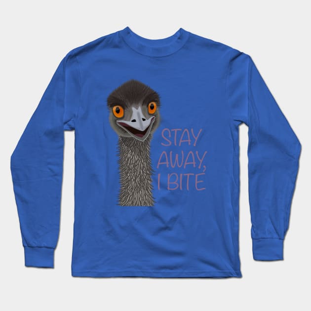 Caution, emu bites, stay away Long Sleeve T-Shirt by Tefra